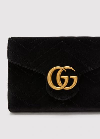 Shop Gucci Gg Marmont Velvet Mini Bag In Black