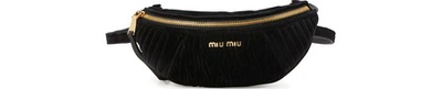 Shop Miu Miu Velvet Matelassé Belt Bag In Black