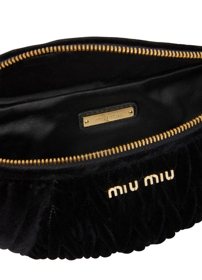 Shop Miu Miu Velvet Matelassé Belt Bag In Black