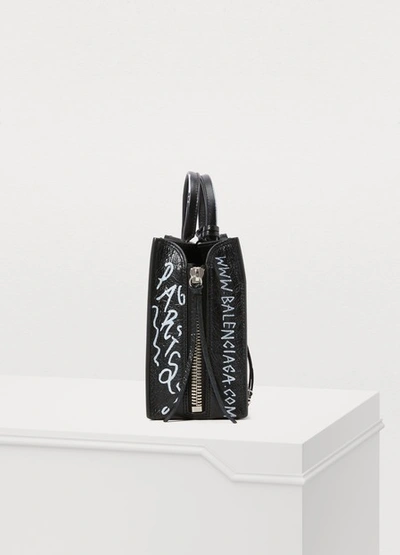 Shop Balenciaga Paper Graffiti Handbag In Black / White