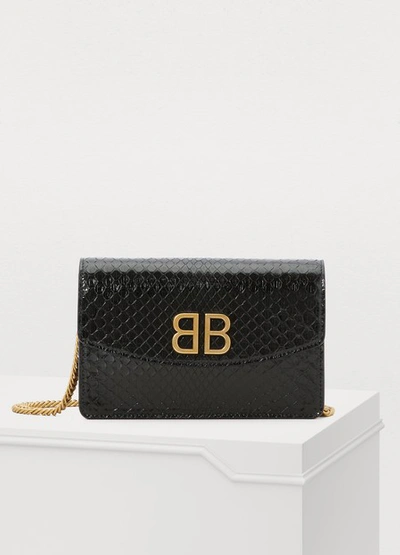 Balenciaga Bb Chain Wallet Leather Bag in Black