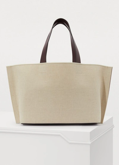 Shop Valentino Garavani Go Logo Shopping Bag In Naturale/rubin