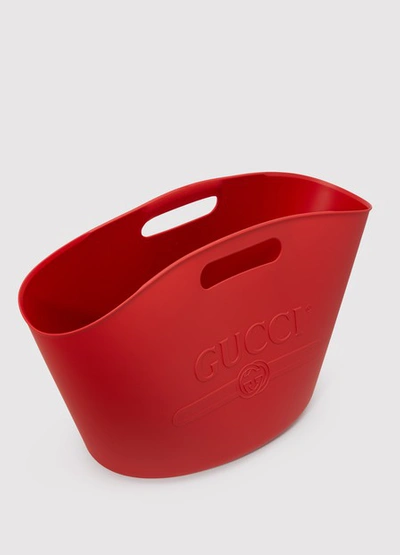 Shop Gucci Logo Top Handle Tote In Red