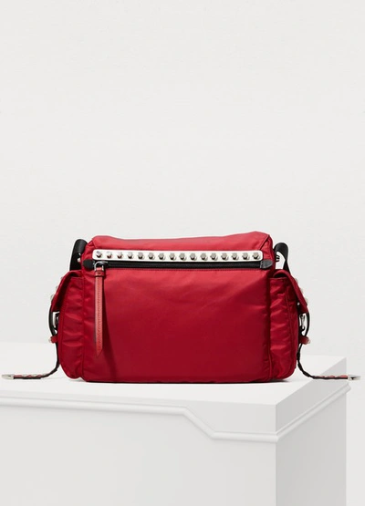 Shop Prada Nylon Messenger Bag In Cherry