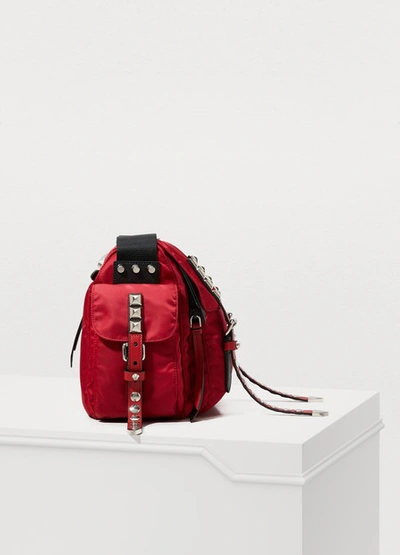 Shop Prada Nylon Messenger Bag In Cherry