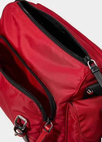 Shop Prada Nylon Messenger Bag In Cherry