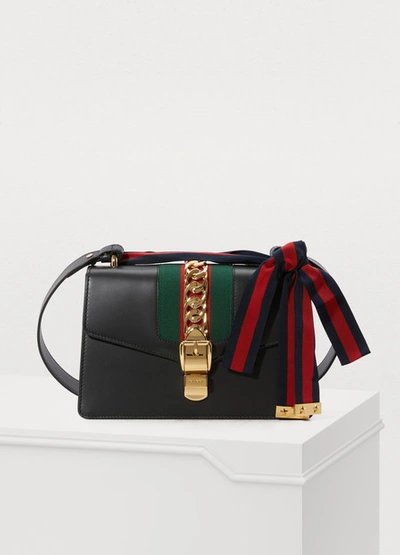 Shop Gucci Sylvie Leather Shoulder Bag In Nero/vrv/brb