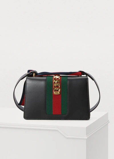 Shop Gucci Sylvie Leather Shoulder Bag In Nero/vrv/brb