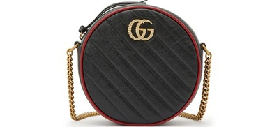 Shop Gucci Gg Marmont Crossbody Bag In Black /red