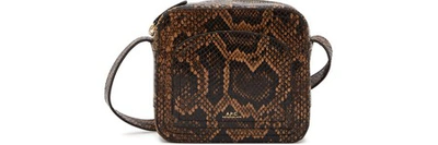 Shop Apc Louisette Python Bag In Marron Fonce