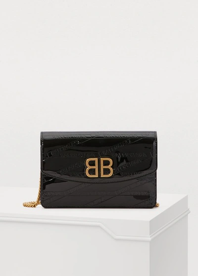 Shop Balenciaga Bb Wallet On Chain In Noir