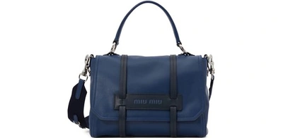 Shop Miu Miu Grace Lux Gm Shoulder Bag In Navy