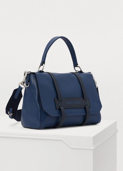 Shop Miu Miu Grace Lux Gm Shoulder Bag In Navy