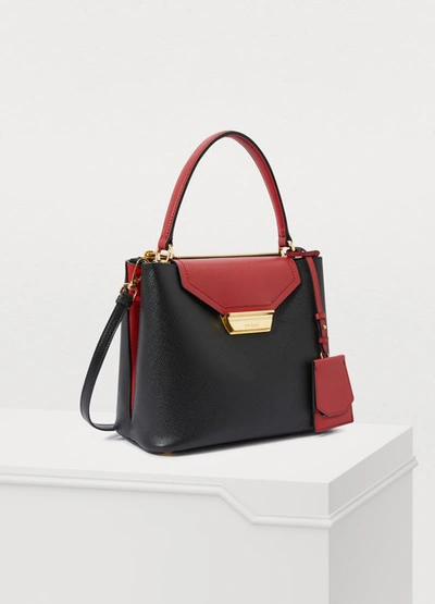 Shop Prada Double Cartele Hand Bag In Black Fire