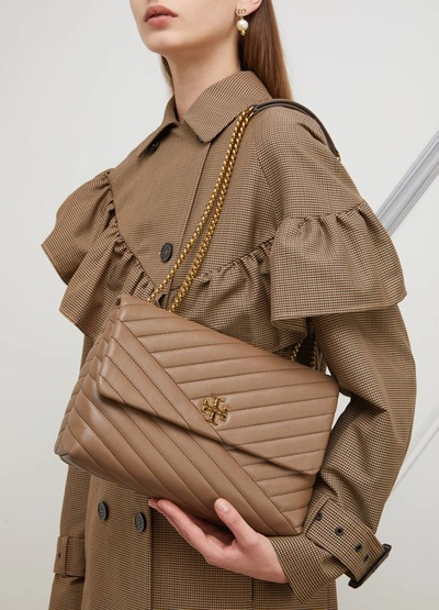 Tory Burch Kira Chevron Quilted Leather Tote In Classic Taupe