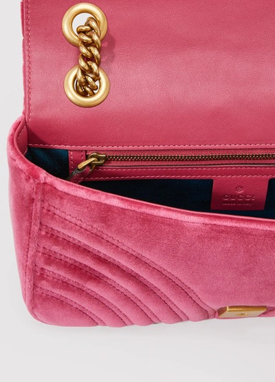 Shop Gucci Gg Marmont Velvet Shoulder Bag In Pink