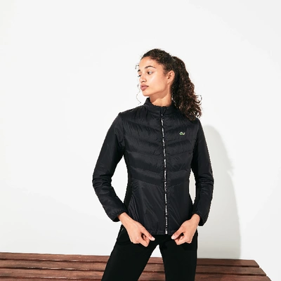 Shop Lacoste Women's Sport Quilted Zip-front Tennis Jacket In Black / White