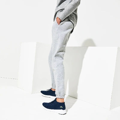 Shop Lacoste Women's Sport Signature Waistband Fleece Sweatpants In Grey Chine / White / Black