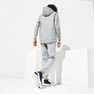 Shop Lacoste Women's Sport Signature Waistband Fleece Sweatpants In Grey Chine / White / Black