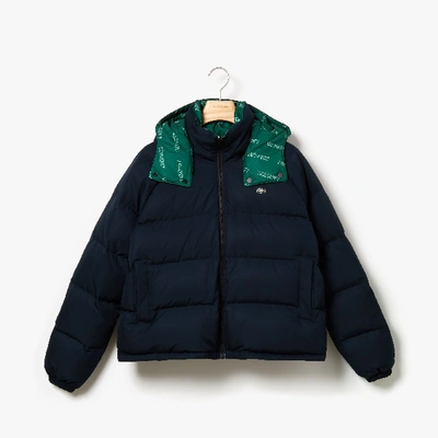 Shop Lacoste Women's Live Reversible Cropped Quilted Jacket In Blue / Green / White
