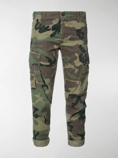 Shop Re/done Camouflage Print Cropped Trousers In Green