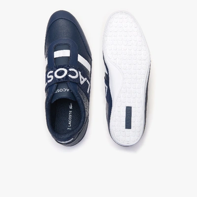 Shop Lacoste Men's Misano Leather Sneakers In Nvy/wht