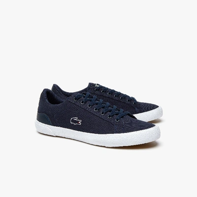 Shop Lacoste Men's Lerond Canvas Sneakers In Nvy/wht