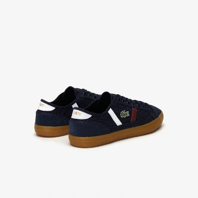 Shop Lacoste Men's Sideline Canvas And Two-tone Leather Sneakers In Nvy/wht/dk Red