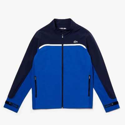 Lacoste Men's Sport Color-blocked Lightweight Stretch Zip Jacket In Blue /  Navy Blue / White | ModeSens