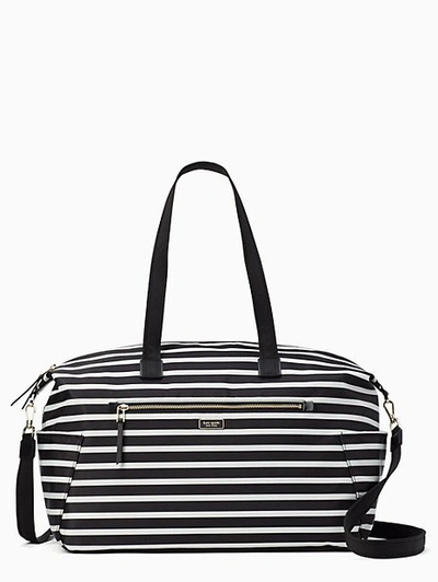 Shop Kate Spade Dawn Sailing Stripe Weekender In Black