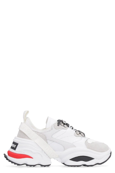 Shop Dsquared2 Giant K2 Leather Sneakers With Technical Fabric Inserts In White