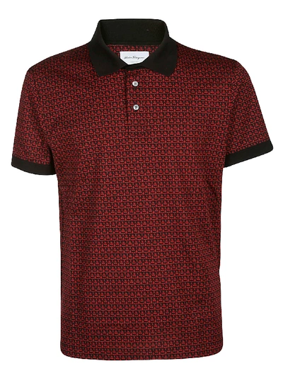 Shop Ferragamo Gancini Pique Polo Shirt In Black Red