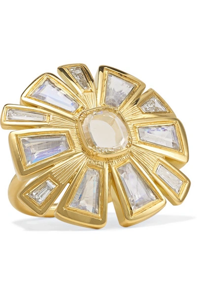 Shop Brooke Gregson Sunflower 18-karat Gold, Moonstone And Diamond Ring