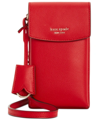 Shop Kate Spade Sylvia North South Flap Leather Crossbody In Hot Chili/gold