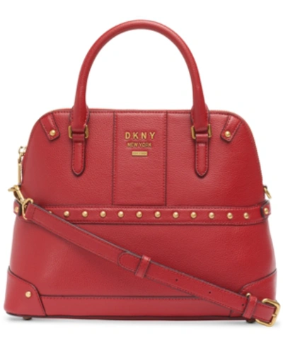 Shop Dkny Whitney Large Dome Satchel, Created For Macy's In Bright Red/gold