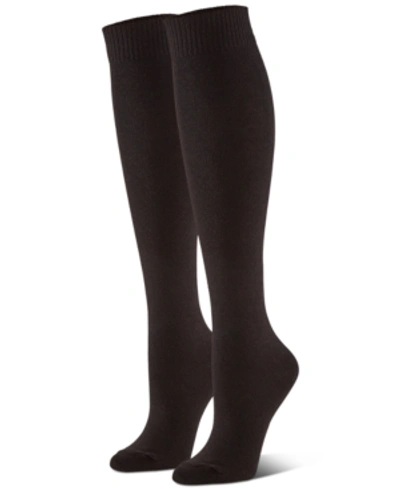 Shop Hue Women's Flat Knit Knee High Socks 3 Pair Pack In Black Pack