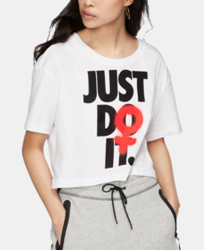 Shop Nike Sportswear Just Do It Cropped T-shirt In White