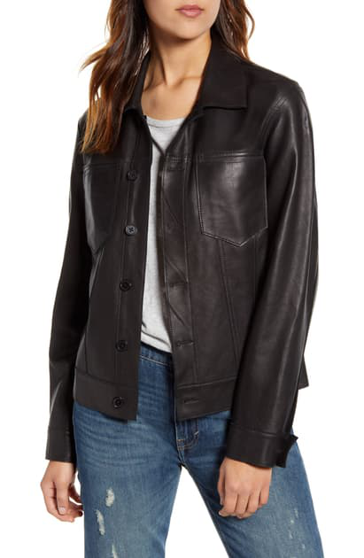 Lucky Brand Leather Trucker Jacket