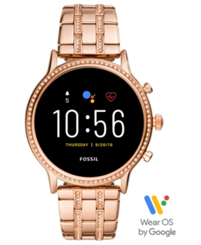 Shop Fossil Tech Gen 5 Julianna Hr Rose Gold Bracelet Smart Watch 44mm, Powered By Wear Os By Google