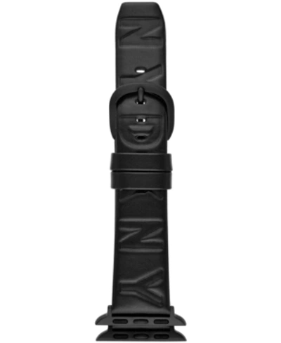 Shop Dkny Women's Logo Black Leather Apple Watch Strap