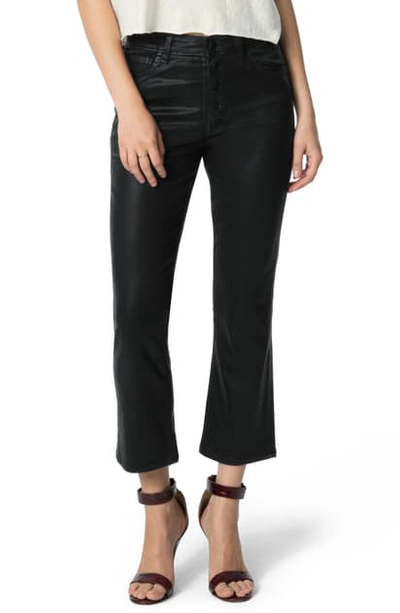 Shop Joe's The Callie Coated High Waist Crop Flare Jeans In Black