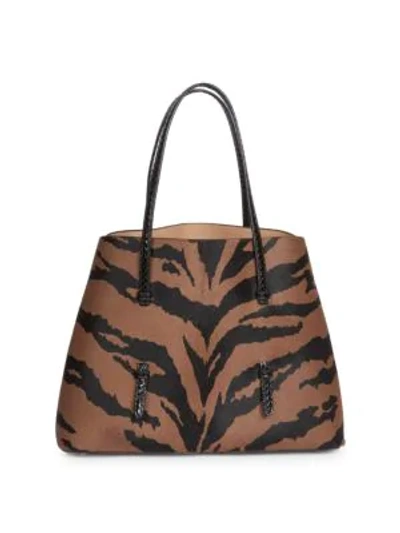 Shop Alaïa Medium Mina Calf Hair & Leather Tote In Black Brown