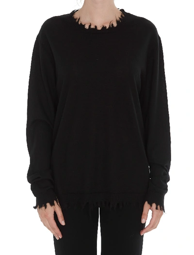 Shop Uma Wang Pullover With Frayed Edges In Black