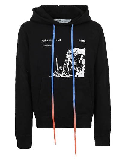 Shop Off-white Ruined Factory Slim Hoodie In Black White