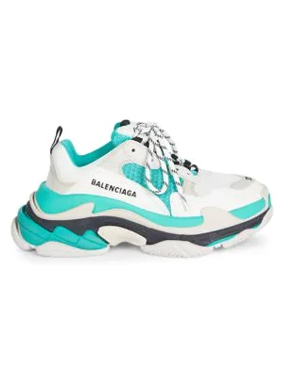 Shop Balenciaga Triple S Sneakers In White Green