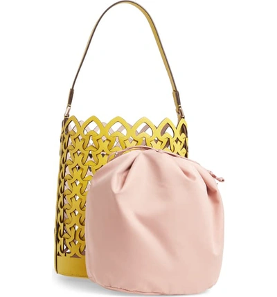 Shop Kate Spade Medium Dorie Leather Bucket Bag - Yellow In Chartreuse