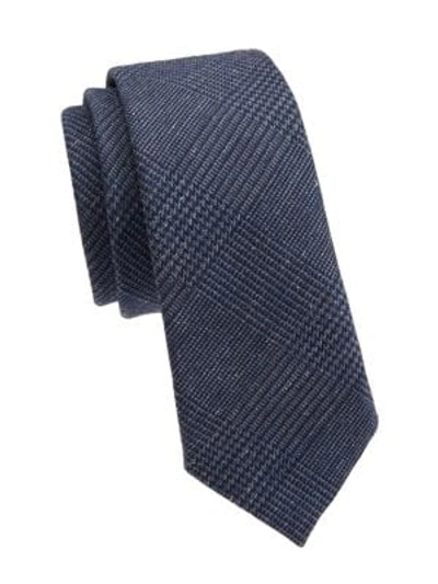 Shop Brunello Cucinelli Tonal Plaid Silk Tie In Blue