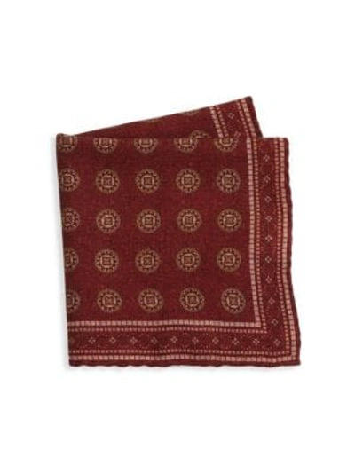 Shop Brunello Cucinelli Tapestry Print Wool Pocket Square In Red