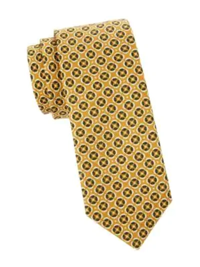 Shop Isaia Medallion Wool & Silk Tie In Yellow