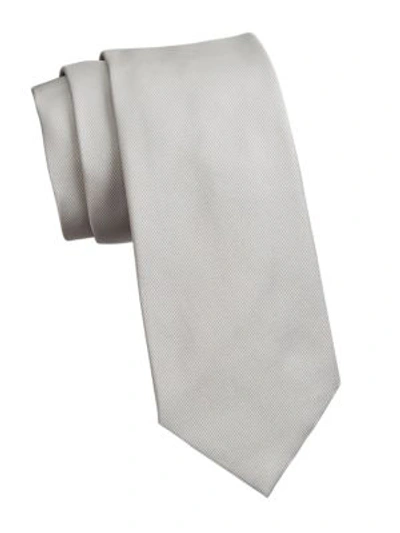 Shop Emporio Armani Solid Silk Tie In Silver